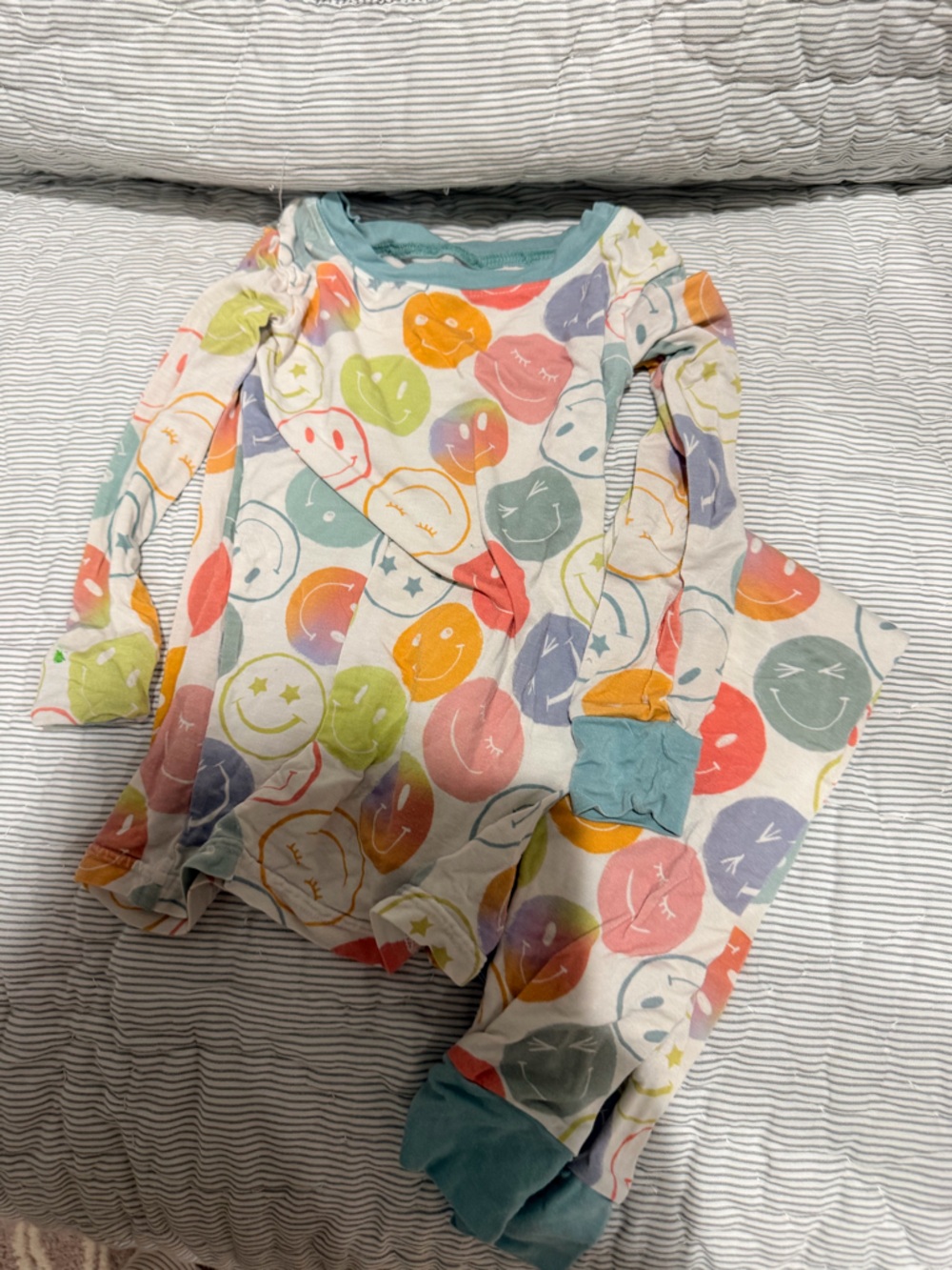 Little Sleepies Multicolor Smiley Ball Pajama Set - Teal Trim
